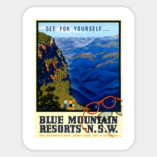 Vintage Travel Poster Australia Blue Mountains Sticker